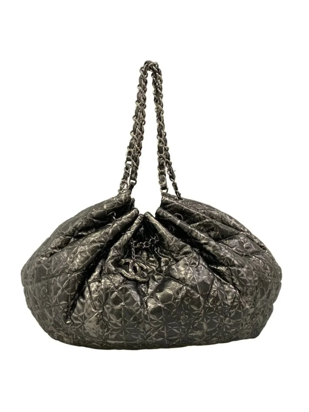 Chanel Tote Melrose Cabas Black Silver Chain